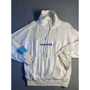 LE Coq Sportif Pullover Jacket White with Dark Blue Detail
